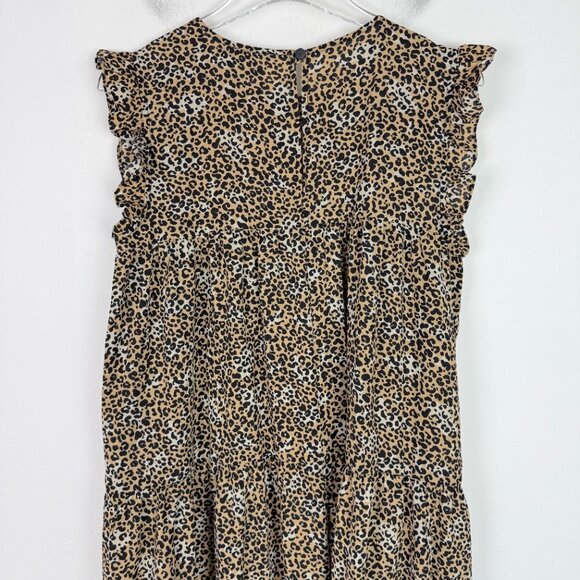 NWOT ASOS DESIGN Sleeveless Tiered Midi Dress With Frills Leopard Print Size 8 - Picture 9 of 14
